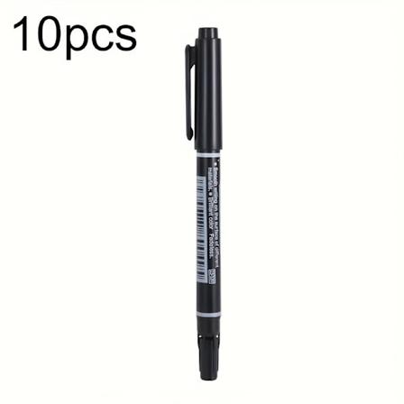 Permanent Markørpenn 0.8/2mm Dobbelthodet Vanntett Svart Blå Rød Penn For Studentpapir Stål CD Glass Stoff Farge Kontor Skole Materialer Black
