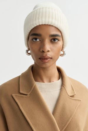 Soft Goat - Ribbed beanie - Cashmere beanie - One Size - Feather White