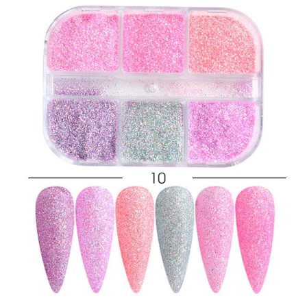 3 st Nail Glitter Magic Mirror Aurora Iridescent Puder Pärlpuder