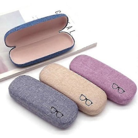 4-pak Hårdt Etui til Briller Beskyttelse Linned Stof Stort Brilleetui Koncis A