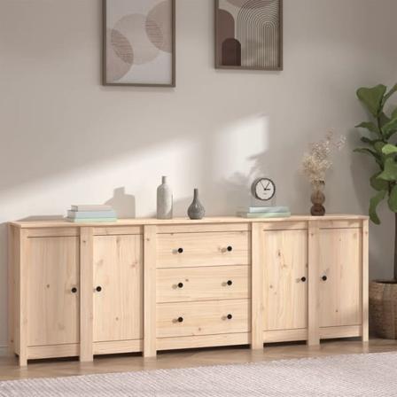 vidaXL Skänk vit 230x35x80 cm massiv furu Brun