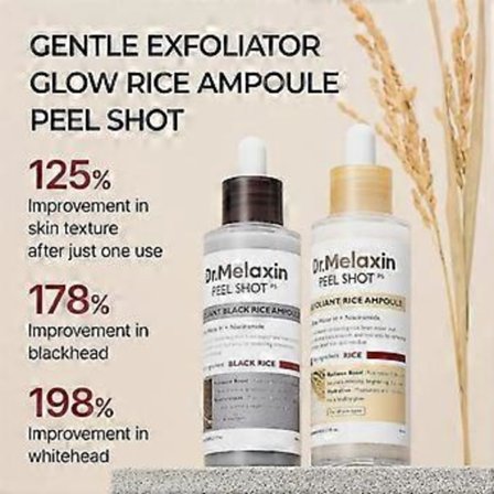 PEEL SHOT GLOW EXFOLIANT RIS AMPOLL (VITT RIS/SVART RIS)