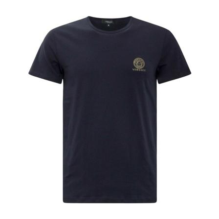 Versace, T-Shirt with Logo Blauw, Heren, Maat:L