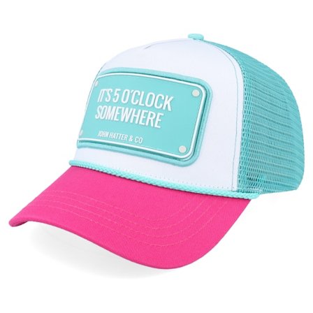 John Hatter & Co - Blanc trucker Casquette - It's 5 O'Clock Somewhere Rubber White/Blue/Pink Rope A-Frame Trucker @ Hatstore