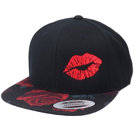 Iconic - Noir snapback Casquette - Red Lipstick Kiss Black/Rose Snapback @ Hatstore