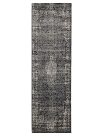 Jacinda 80X250 Pequeño Gris Carbón Medallón Pasillo Alfombra