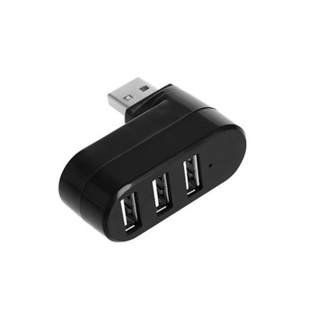 USB-porttijakaja, 3 porttia USB 2.0 Kääntyvä HUB, USB - 3USB-muunnin 90° 180° 270° astetta PC-kannettavalle tietokoneelle Tabletille (musta)