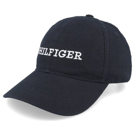 Tommy Hilfiger - Schwarz unconstructed Cap - Th Monotype Soft 6 Panel Cap Black Dad Cap / Unconstructed @ Hatstore