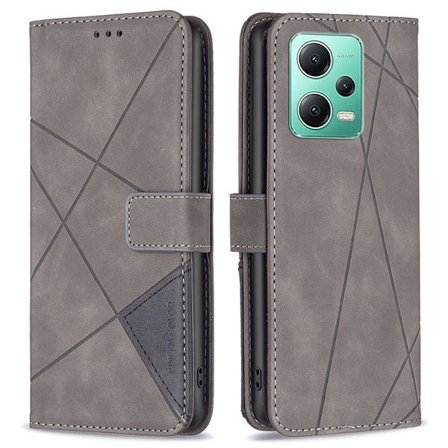Xiaomi Redmi Note 12 5G BINFEN COLOR Embossed Plånboksfodral - Grå
