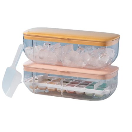 Ice Cube bricka Kreativ form Frozen förvaring för choklad kalla drycker stor kapacitet silikon Gul 48 galler