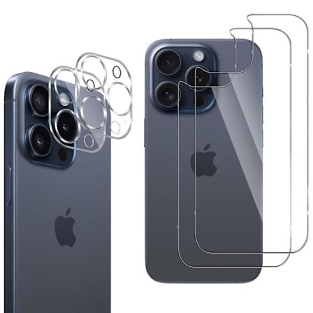 Baksidan skydd och kamera - Phonillico - iPhone 15 PRO MAX - Paket 2 - Härdat glas - Repbeständig