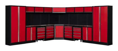 PELA 533343 Verkstadsinredning 3855x460x2000 mm, röd/svart, Garageinredning & förvaring