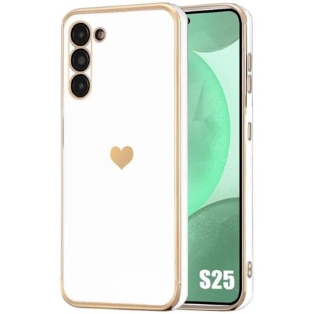 Coque för Samsung Galaxy S25 - Stötabsorberande skydd - Hjärtmönster - Elegant - Smidig - Vit