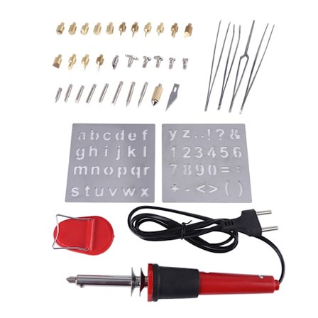 40 kpl puupolttokynäsarja pyrografia työkalut kärjet aakkoset numerot symbolit stencilit