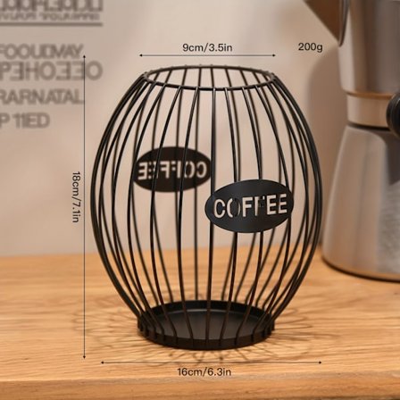 K-kuppiteline säilytyslaatikko kahvipussien säilytysteline 35 K-kuppia suuri kapasiteetti musta metallilanka