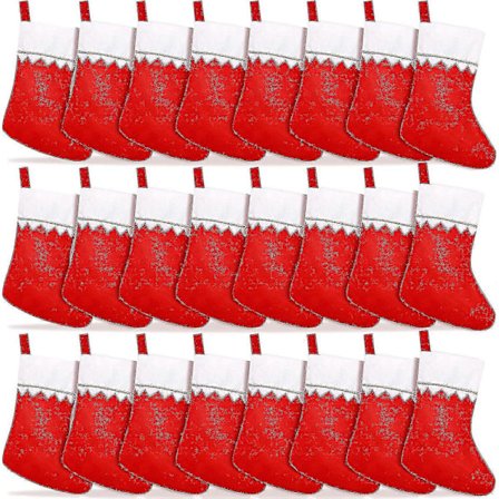 24-pak julesokker, bulk, 38 cm røde julesokker i filt, store julesokker til jul