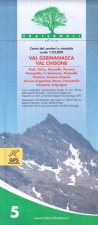 Carta n. 5. Val Germanasca val Chisone. Carta dei sentieri e stradale 1:25.000 NA