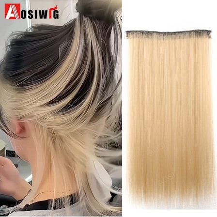 20 tuuman synteettinen pitkä suora klipsi, yksiosainen hiustenpidennys 4 klipsiä tekovaaleat hiukset ruskea musta lämmönkestävä tekohius