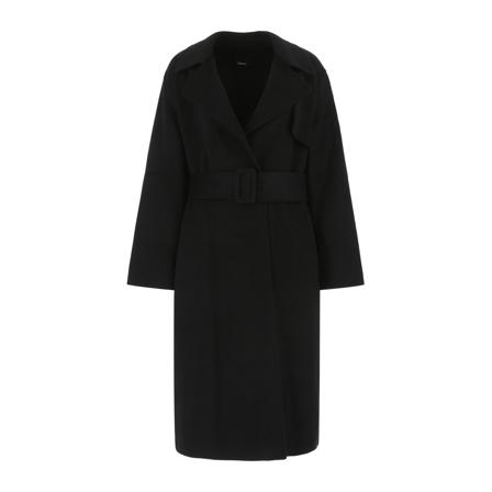 Theory Belted Coats Sort, Dame Uldfrakker