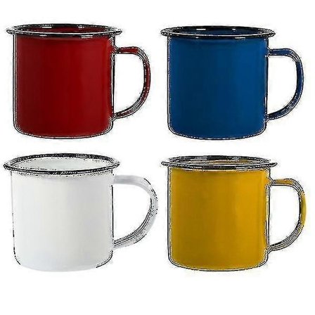 4 stk. Emaljekrus Vintage Camping Krus Vannkrus Camping Kaffe Melk Krus WG