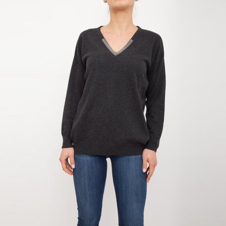 Fabiana Filippi, V-neck Knitwear Grijs, Dames, Maat:S