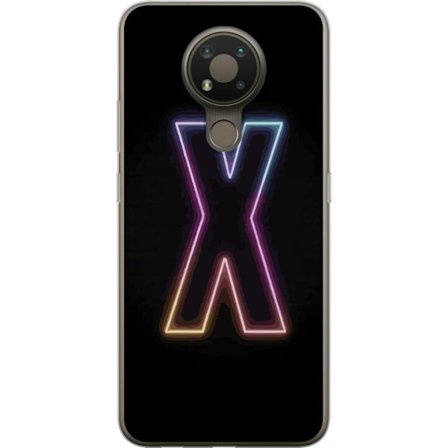 Yhteensopiva Puhelinkuori Nokia Nokia 3.4 Neonkirjain X voimakkaissa väri vaihteluissa mustaa taustaa vasten, voimakas typografinen suunnittelu selke