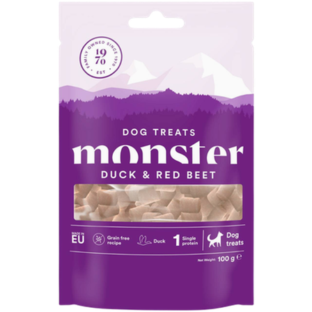 Monster Pet Food - Hundegodbiter til alle raser, and og rødbeter 100 g - Hund - Hundegodbiter & tyggebein - Naturlige godbiter for hund - ZOO.no