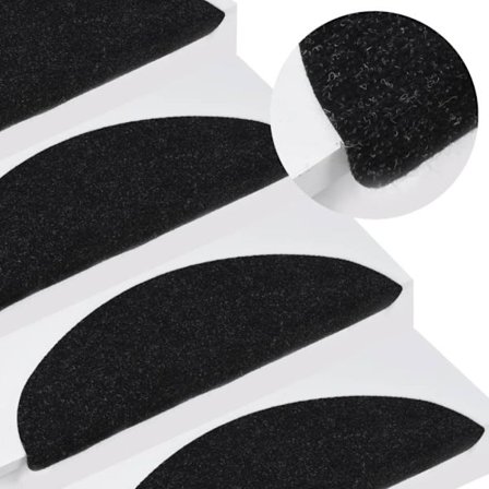 Stair Treads Self-Adhesive 15 pcs 56x17x3 cm Black
