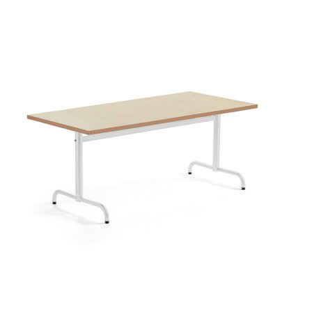 Tisch PLURAL, 1600x800x720 mm, Linoleum-Platte, beige, weiß
