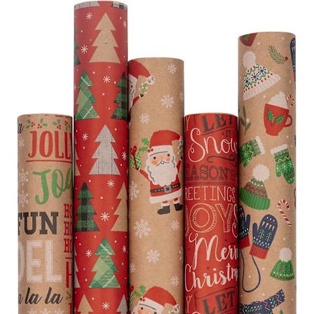 Assorteret Gavepapir - Julekraftpapir - 125 Kvadratfod I Alt - Børn