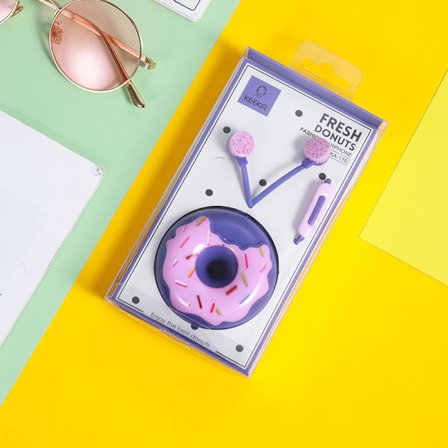 Donut-formade Hörlurar för Barn, Söta Hörlurar & In-Ear Hörlurar Trådbundna Present till Skolflickor och Pojkar med Mikrofon och Låg