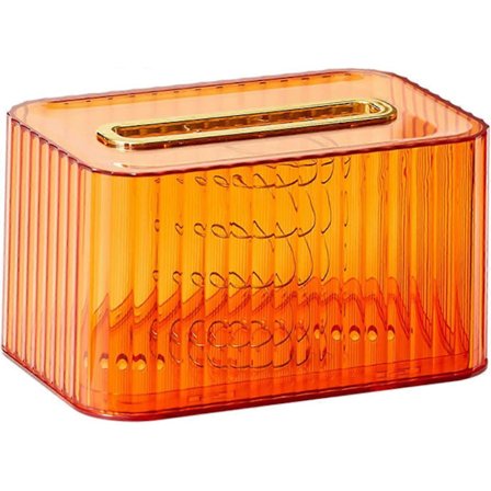 Høykvalitets Tissue Cover Rektangel Tissue Box Cover Klar Tissue Box Holder Tissue Dispenser for Hjem Baderom Soverom Toalettbord (Oransje)
