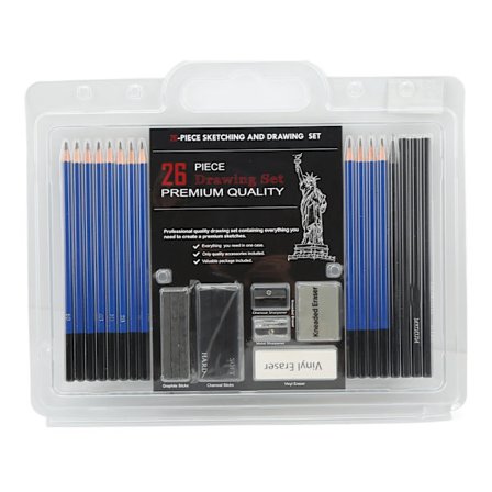 26-delt tegnesett med blyanter, miljøvennlige skissesaker for nybegynnere