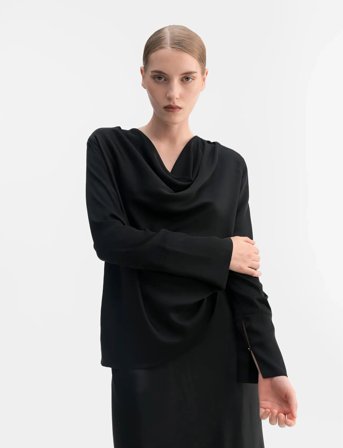 Ahlvar Gallery Zia Silk Blouse - Black - XS