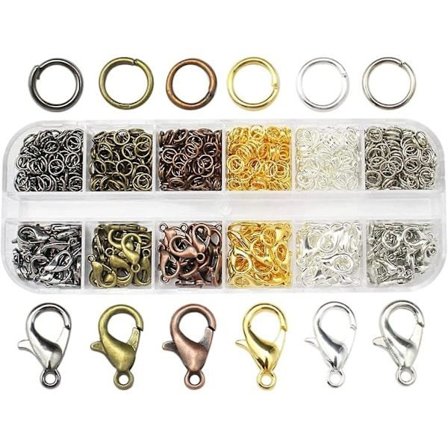 120 stk. smykkelåser, 6 farger hummerlåssett, hummerlåser i rustfritt stål, øredobber, armbånd, halskjeder, sjarmkoblinger