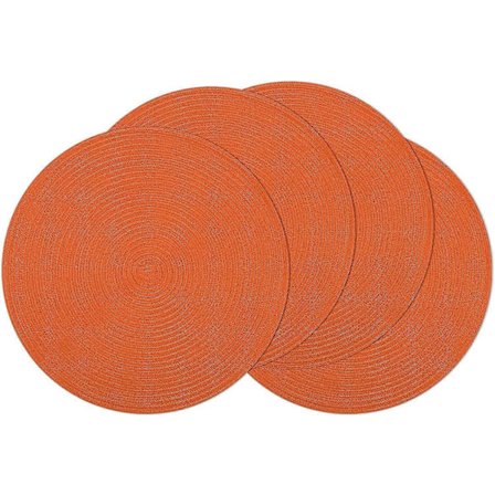 Runde Dækkeservietter Sæt med 4 til Spisebord Efterår Runde Flettede Dækkeservietter Vaskbare Skridsikre Køkkenbordsmåtter Dekor, Lys Orange hwy