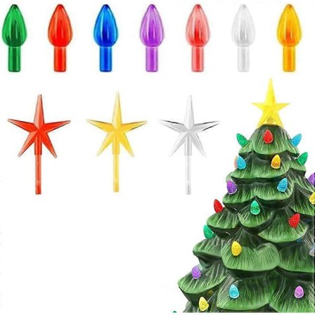 150 stk. keramiske juletrelys, erstatningspærer, julestjerne juletre topper plastlyssett for juletrepynt [D]