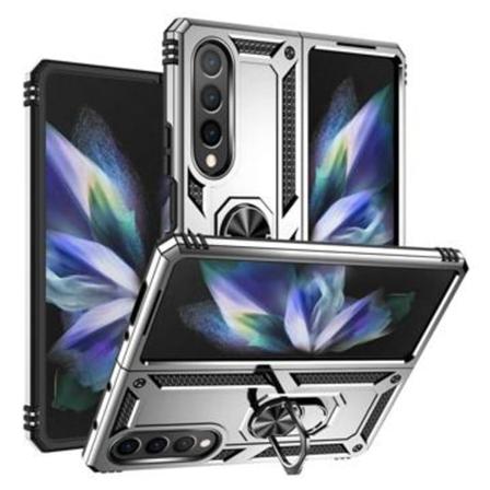 Samsung Galaxy Z Fold4 Hybrid Skal med Metall Stativ - Silver Silver