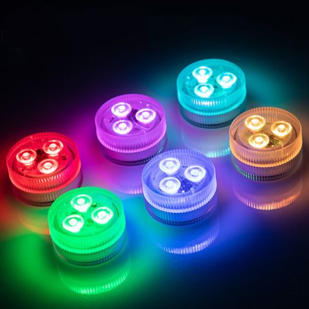 Mini nedsænkelige LED-lys, 6 stk. LED-stearinlysbelysning, 4 tilstande 16 RGB Co