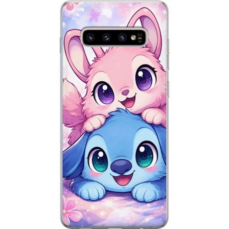 Kompatibel Mobilcover til Samsung Samsung Galaxy S10+ Sød kawaii illustration med pink og blå fantasidyr, store øjne og bløde farver perfekt til b