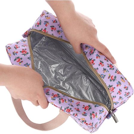 Stor vanntett toalettmappe for damer, sminkeveske, organizer, kosmetikkveske, svømmeveske, gymveske (Lilla liten blomst)