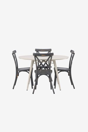 Venture Home - Spisegruppe Lina med 4 stk spisestoler Tablas - Beige - Spisegrupper - Fra Homeroom