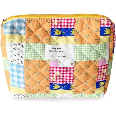 Lille bærbar kosmetikpung i stof - Farverig lynlåspung til kvinder