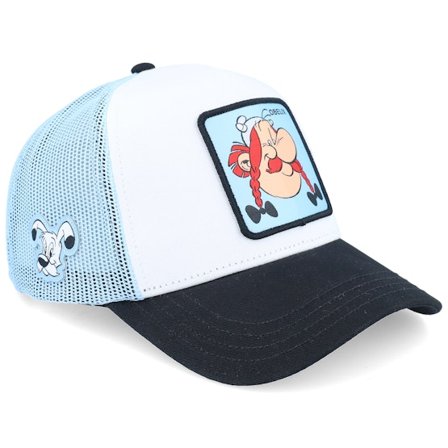 Capslab - White trucker Lippis - Asterix Obelix Light Blue/White/Black A-Frame Trucker @ Hatstore