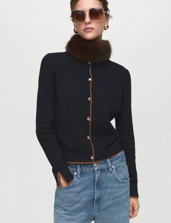 Mango Cardigan With Cuff Opening - Black - S