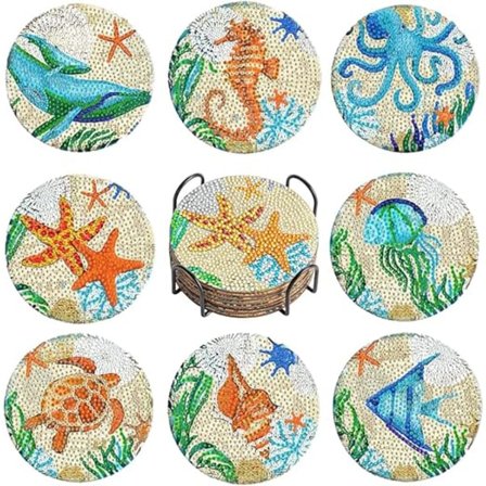 Diamond Painting Coaster DIY Diamantmaleri Coaster Træ Kop Måtte Skridsikker Diamantmaleri Coaster Dekorativ C