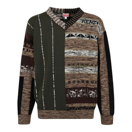 Kenzo V-neck Strik Grøn, Herre Strik, Størrelse: S