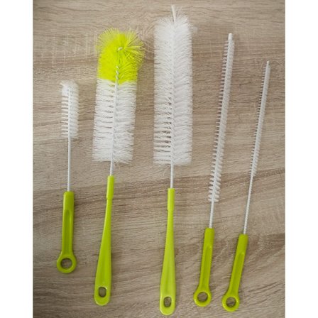 Sett med 5 multifunksjonelle rengjøringsbørster for vannflasker - Grønn