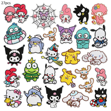 27 st Sanrio/Kuromi applikation broderade lappar, DIY sy på/stryk på lagningslapp 27PCS