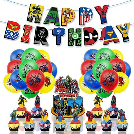 Avengers Superhelt Tematiske Bursdagsfest Ballonger Banderolle Kakepynt Sett